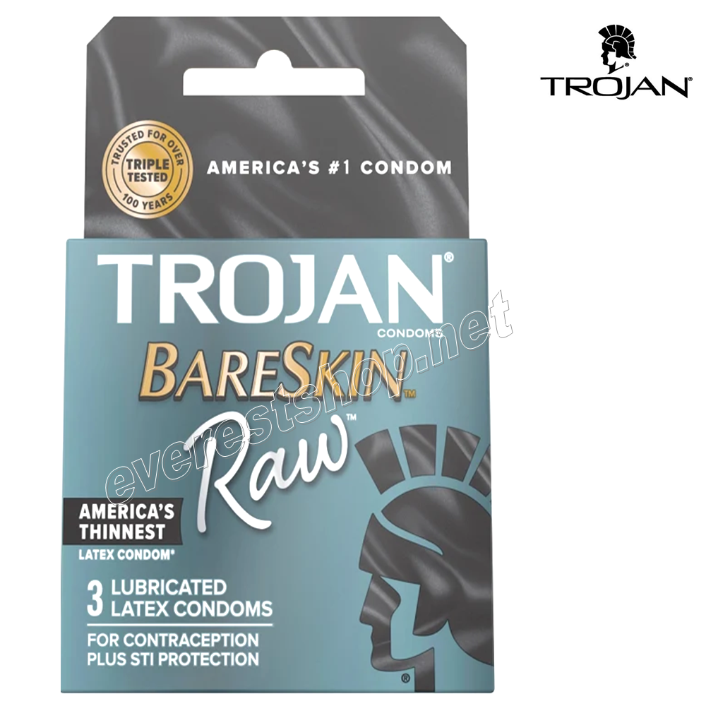 TROJAN BARESKIN RAW Trojan Bareskin Condom 3 ct Pack * Raw * 6 Packs - Image 1